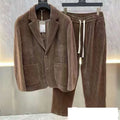 Fashion Suit Men's Spring Autumn Long Sleeve High-End Casual Korean Slim Two-Piece Set Solid Wrinkle Blazer With Lining Outfits