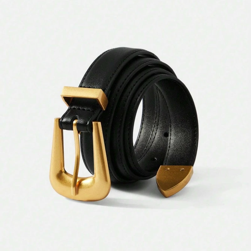 Cinturón de piel auténtica para mujer, cuero color burdeos con hebilla de metal dorado, cinturones de moda casual de lujo para vaqueros y vestidos