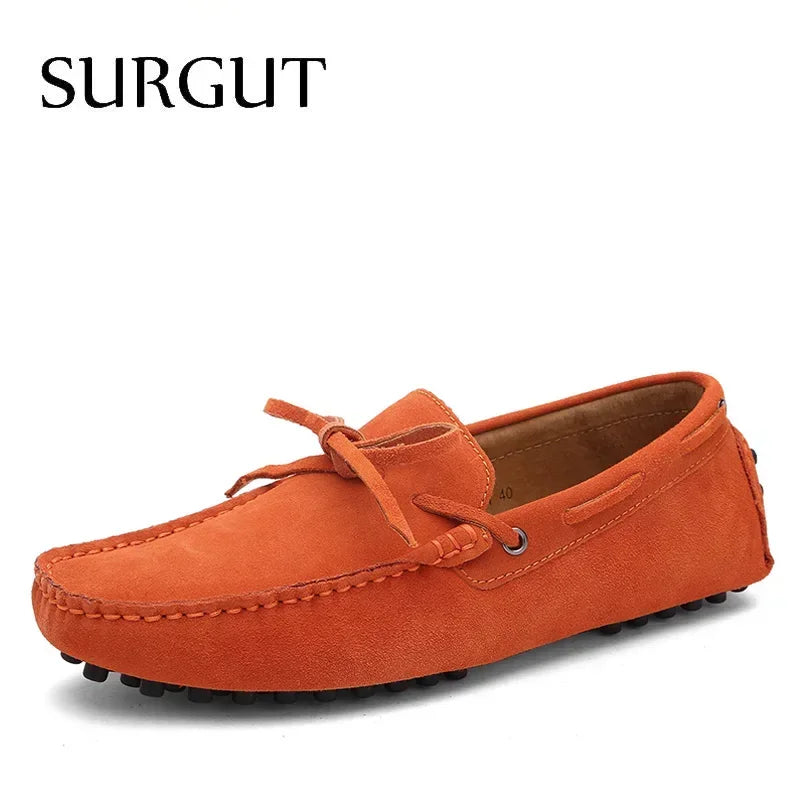 Mocasines de conducción para hombre SURGUT, calzado náutico de piel auténtica, zapatos planos informales transpirables, novedad de moda primavera-verano