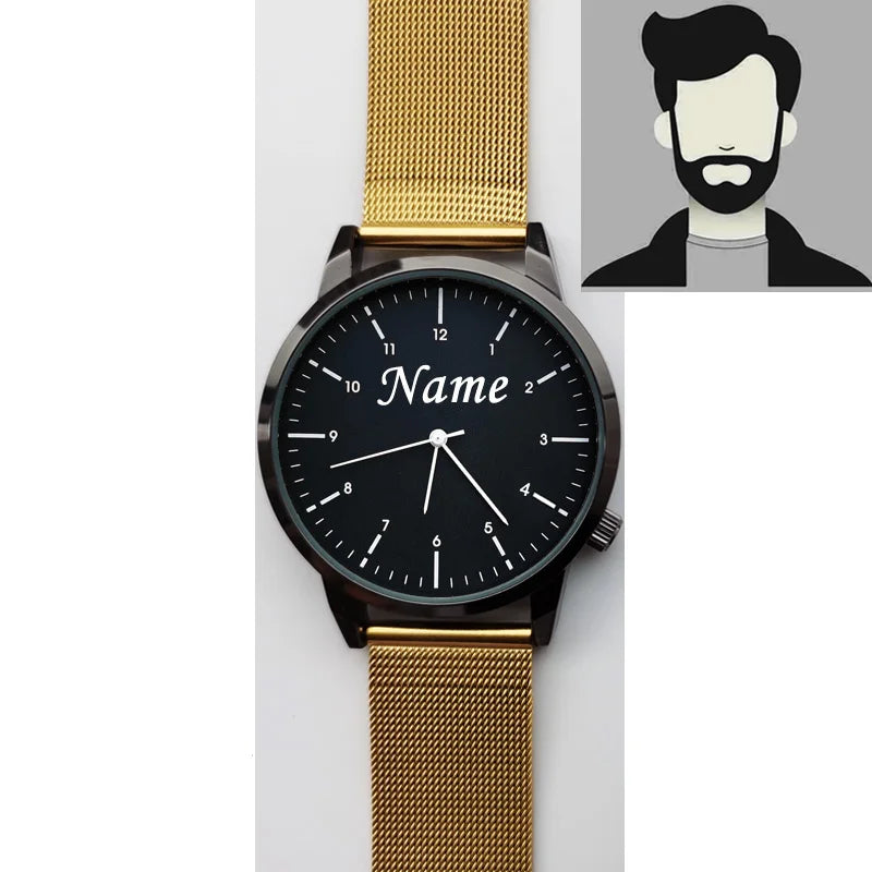 Grabado personalizado gratuito con su nombre, logotipo o texto. Reloj de pulsera para hombre y mujer, resistente al agua 3 ATM, reloj personalizado.