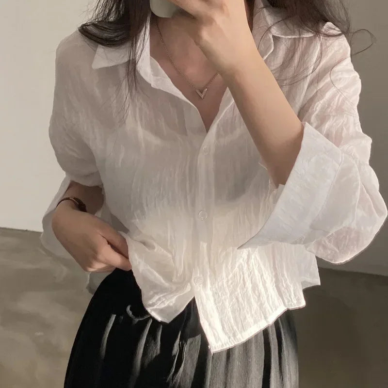Trendy Women Solid Color Anti-Uv Sun Protection Shirt