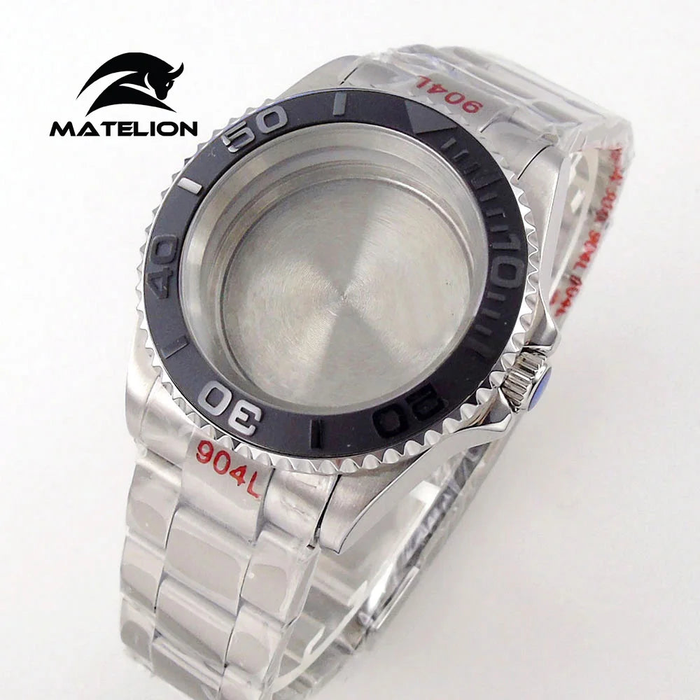 Koperta do zegarka Matelion 20ATM Dive 40mm SUB, pasuje do mechanizmów NH35, NH34 GMT, ETA 2824, PT5000, stalowa bransoleta, szafirowe szkło, 120 kliknięć, przesuwane zapięcie