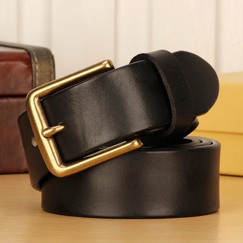 Full Grain Leather Belt for Men100% Italian Real Solid Leather Casual Jeans Belt 5mm Thick Men's Heavy Duty Work Belt