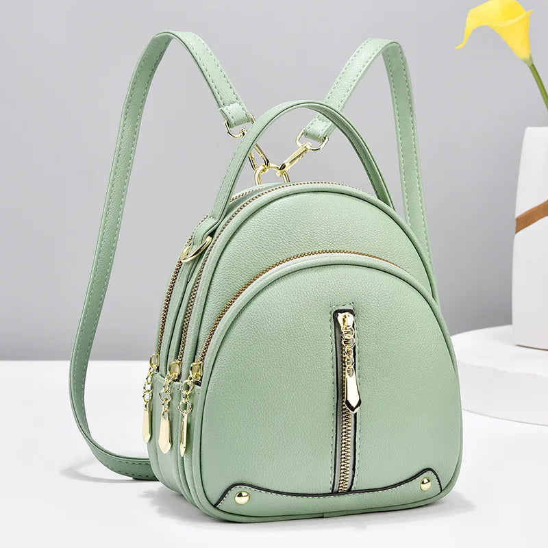 Lekki, mały plecak damski ze skóry ekologicznej, 3-funkcyjna torebka typu crossbody