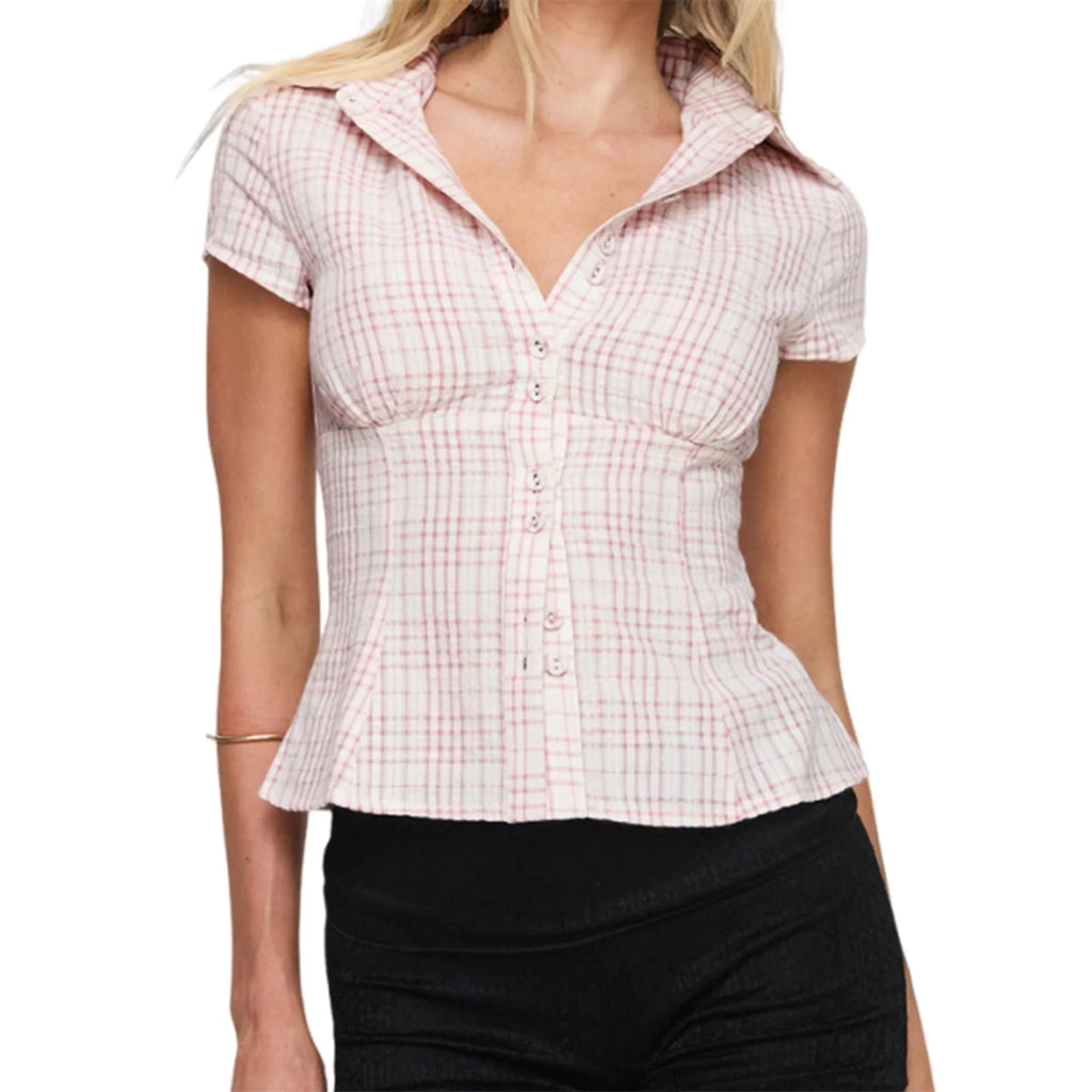 Women's White Slim Fit Button-Up Cotton Polyester Shirt