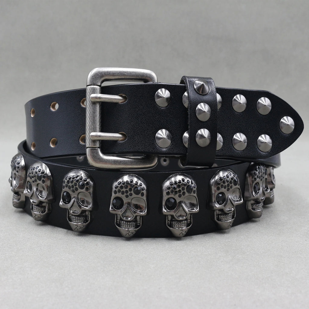 Heavy Metal Punk Belt Genuine Leather Hip Hop Belts for Men Cross Rivet Jeans Belt Male Strap Ceinture Homme Designer Belt