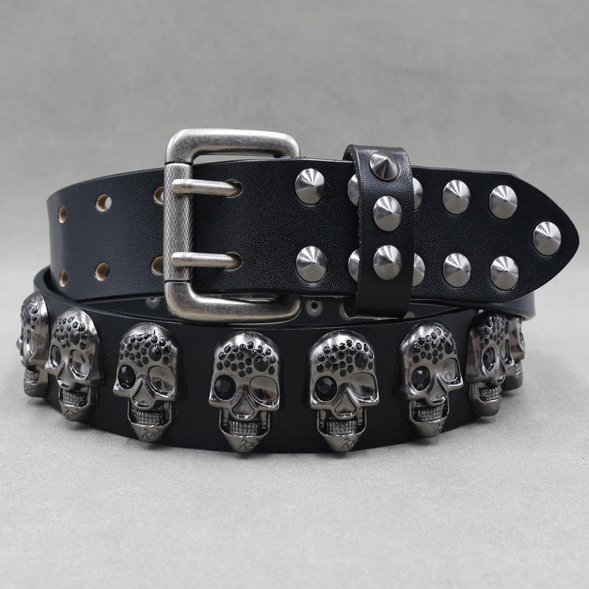 Heavy Metal Punk Belt Genuine Leather Hip Hop Belts for Men Cross Rivet Jeans Belt Male Strap Ceinture Homme Designer Belt
