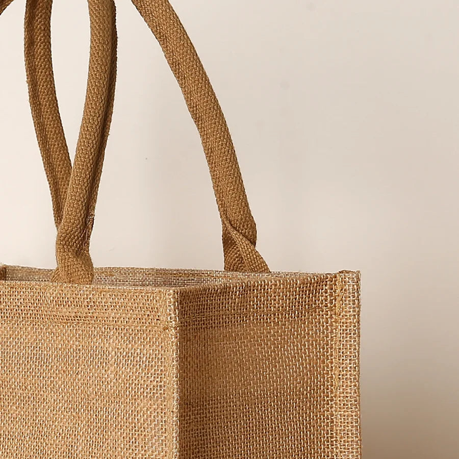 Women's Jute Tote Bag Large Capacity Shopping Bag Travel Storage Bag Open Mouth Men's Handbag