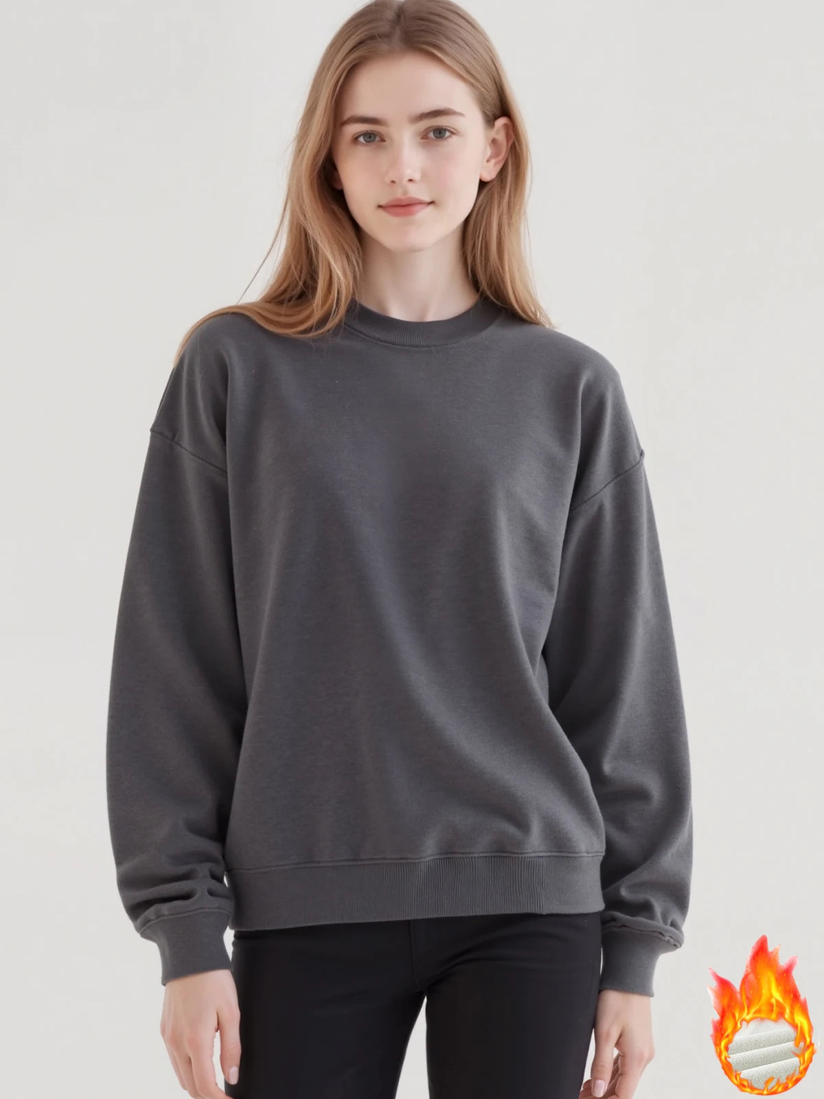 LEGIBLE Autumn Winter Woman's Hoodies Oversize Female Loose Solid Thicken Fleece Warm Women Sweatshirts Lady