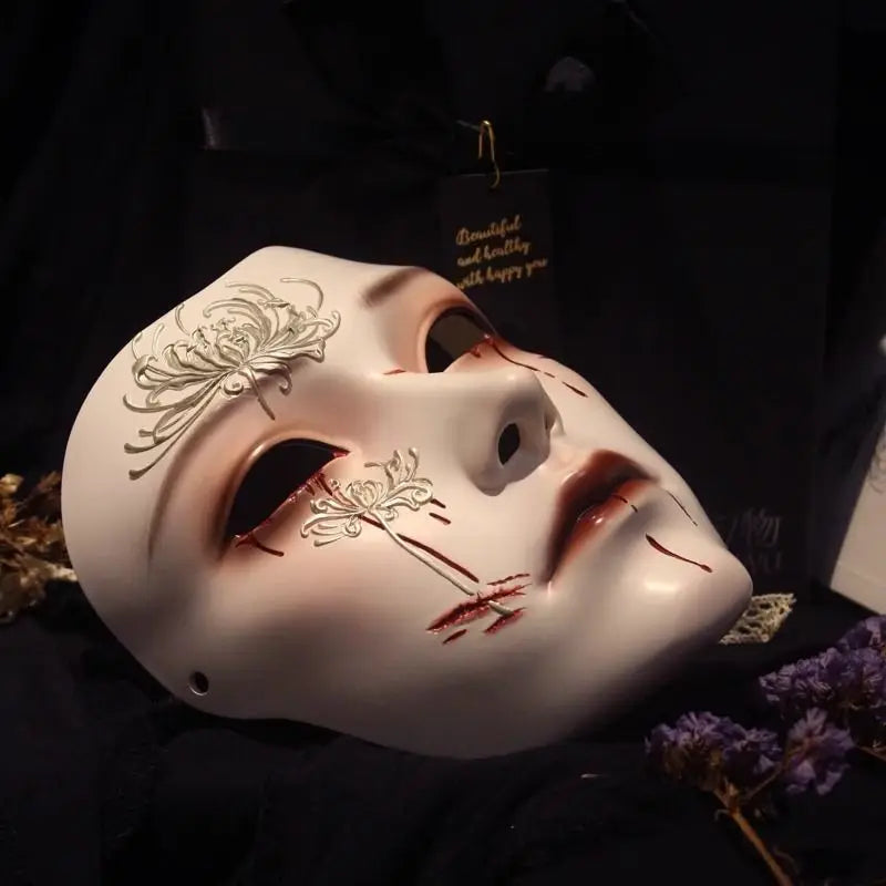 Chinese Style Full Face Hand Painted Manjusaka Cosplay Mask