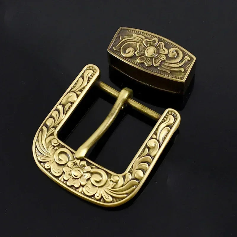Deepeel Hebilla de cinturón de 40 mm de latón puro para hombre, hebilla de espiga de dragón vintage de cobre para accesorios de artesanía de cuero de 36-38 mm