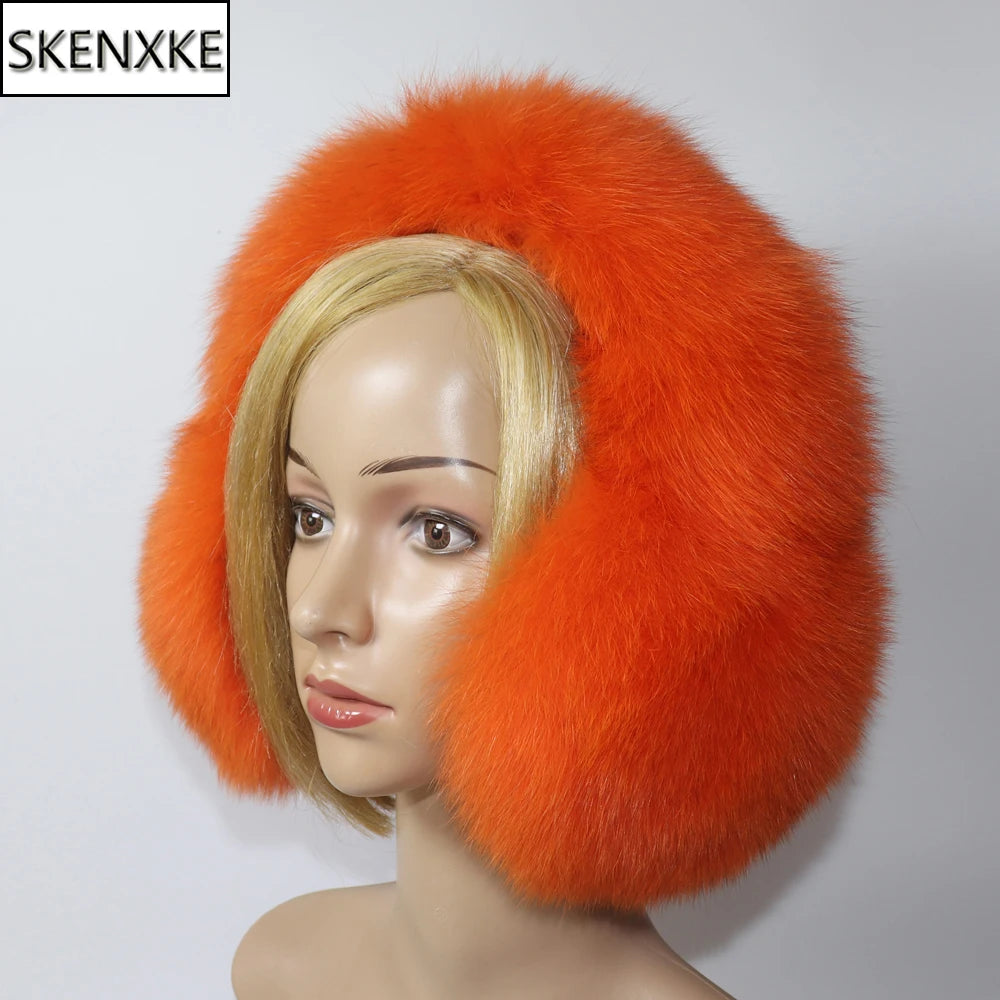 Real Fox Fur Earmuffs for Winter Women Warm Natural Raccoon Fur Earmuffs Girls Ear Warmer Genuine Fur Scarves Plush Ear Muff