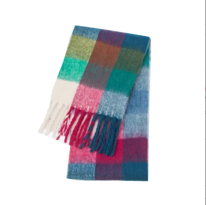 2026 Winter Thick Warm Scarf Women Cashmere Shawl and Wraps Pashmina Neckerchief Bufanda Female Rainbow Hairy Tessel Echarpe New