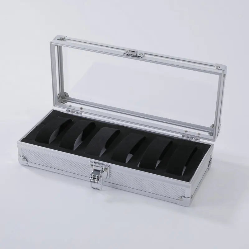 Aluminum Structure Watch Storage Box 12 Grid Slot Jewelry Display Square Case Suede Inside Rectangle Watch Holder for Organizing