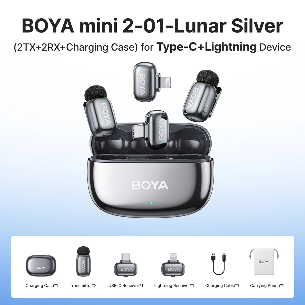 Micrófono de solapa inalámbrico BOYA Mini 2 con reducción de ruido por IA