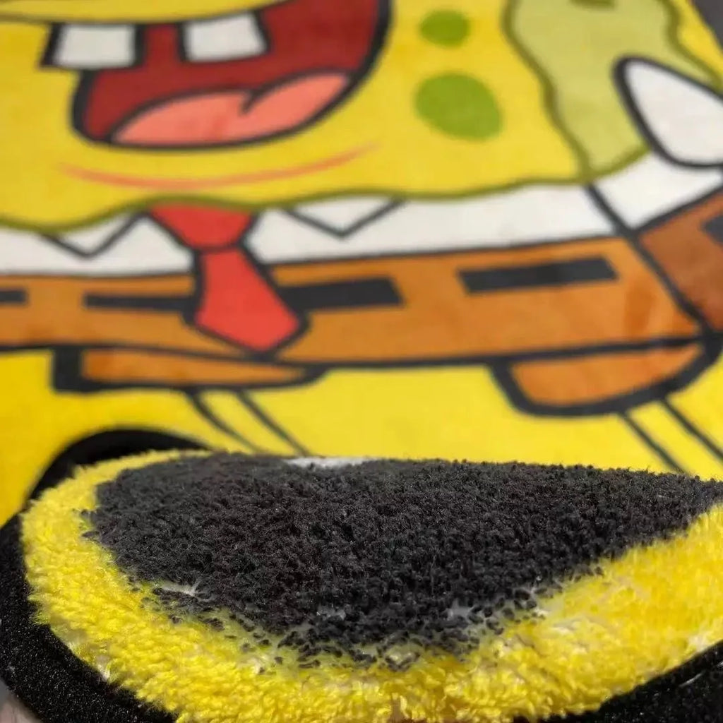 Cartoon SpongeBob Plush Polyester Lounge Floor Rug for Bedroom