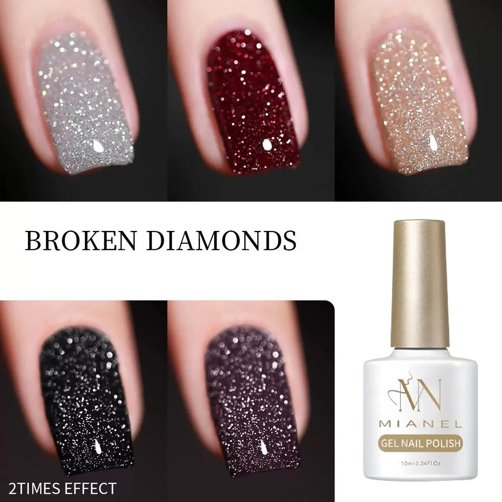 MIANEL 2026 Autumn Gel Nail Polish Adhesive Burst Flash Broken Diamond Halloween Christmas Nails Art Kit for Professional Use