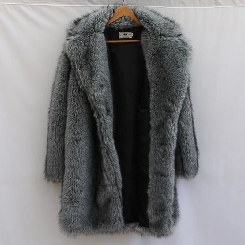 Men's Fur Coat Mink Fur Long Coat Plus Size Winter Thickened Warm Trench Coat