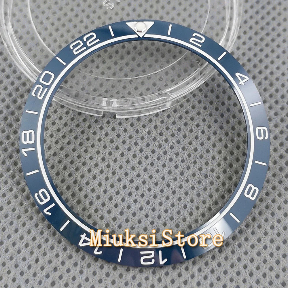 Inserto de bisel de cerámica negro, azul, blanco y verde de 38 mm para reloj automático para hombre Submariner de 40 mm