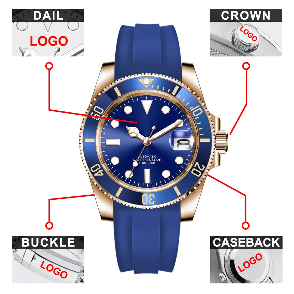 Corgeut 40mm Corgeut Men's Two Tone Gold Mechanical Automatic Wristwatch NH35 Movement 100M Waterproof Sapphire Glass - Reloj
