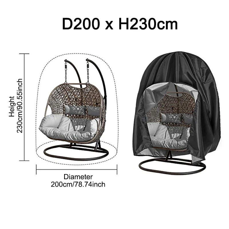 Funda para silla colgante, protector de muebles, impermeable con cremallera, resistente a la lluvia, al óxido, duradero, anti-UV, a prueba de viento, para jardín.
