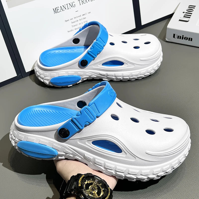Sommarsandaler för herrar med tjock sula, halkskydd, ventilerande tåkappa, lediga strandtofflor