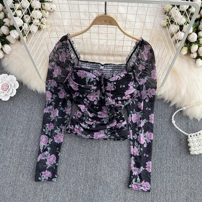 French Chic Halter Blouses Femininas Bow Flare Sleeve Short Tops Dames HighStreet Blusa Mujer Casual Shirts Clothes Dropshipping