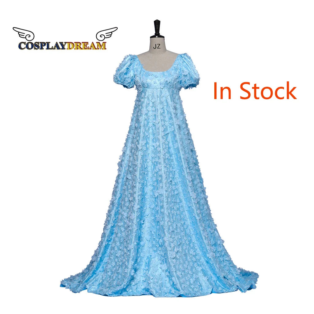 Daphne Cosplay Costume Blue Lace Victorian Ball Gown Dress