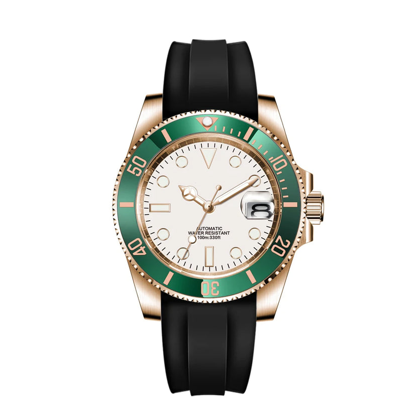 Zegarek męski Corgeut 40mm, dwukolorowy, złoty, mechaniczny z automatycznym naciągiem, mechanizm NH35, wodoszczelność 100M, szkło szafirowe - Reloj