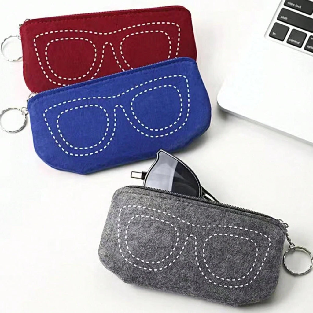 Felt Eyeglasses Bag Cute Glasses Storage Purse Portable Soft Felt Zipper Glasses Cover Travel Glasses Storage Pouch