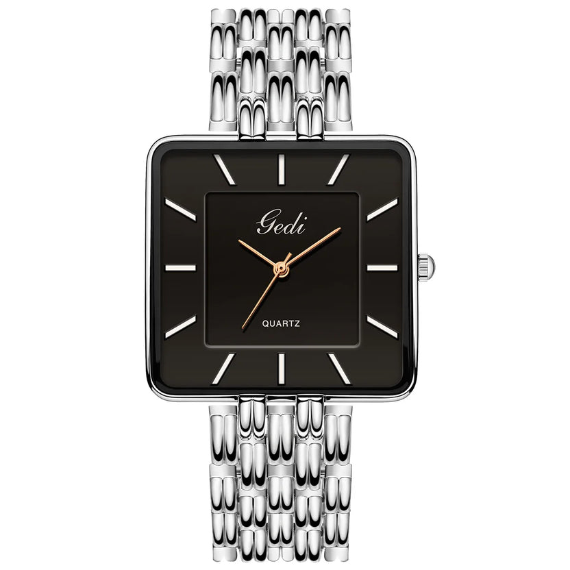 Relojes de pareja cuadrados, ultradelgados e impermeables, de acero inoxidable
