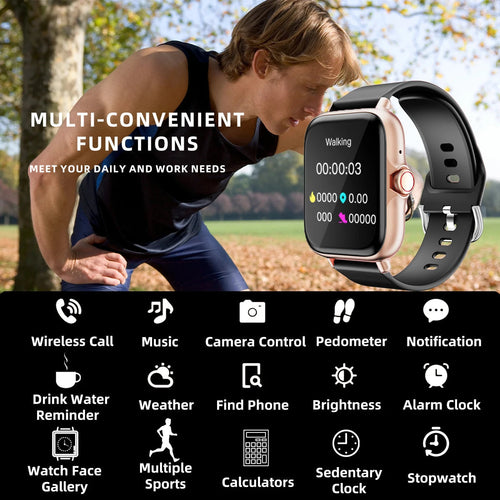 1.83'' Waterproof Smart Watch With Message Answer Call Sleep Monitoring Sports Pedometer Information Alerts for iPhone A