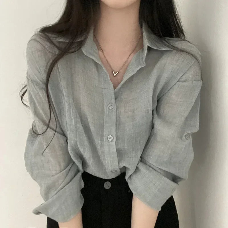 Trendy Women Solid Color Anti-Uv Sun Protection Shirt