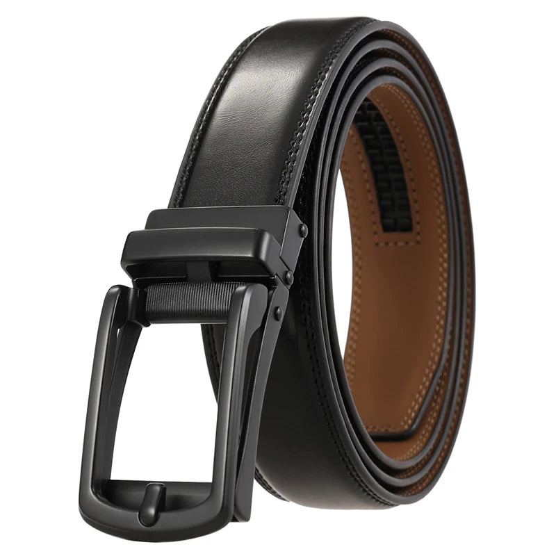 Cinturón de piel auténtica para hombre 2022, hebilla automática de aleación dura, cinturón de negocios de piel de vaca natural de 31 mm, fajín sin agujeros para traje masculino