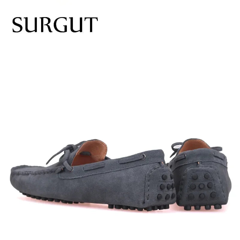Mocasines de conducción para hombre SURGUT, calzado náutico de piel auténtica, zapatos planos informales transpirables, novedad de moda primavera-verano
