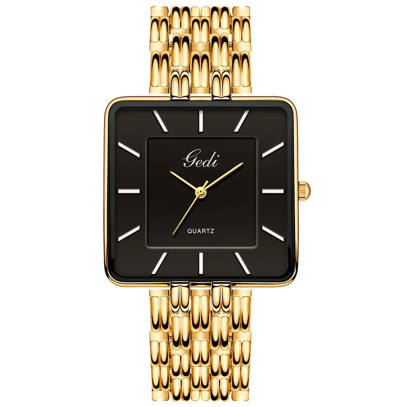 Relojes de pareja cuadrados, ultradelgados e impermeables, de acero inoxidable