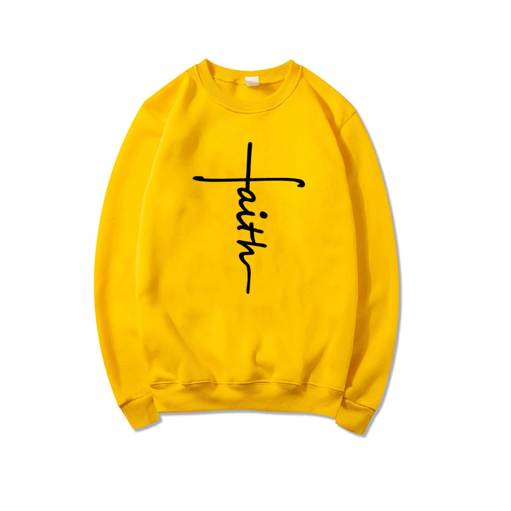 Faith Sweatshirt Christian Clothing Faith Cross Hoodie Women Crewneck Sweatshirts Religious Top Long Sleeve Pullover Hoodies