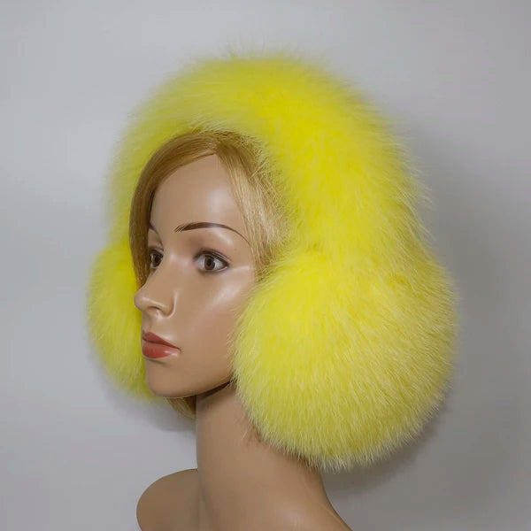 Real Fox Fur Earmuffs for Winter Women Warm Natural Raccoon Fur Earmuffs Girls Ear Warmer Genuine Fur Scarves Plush Ear Muff