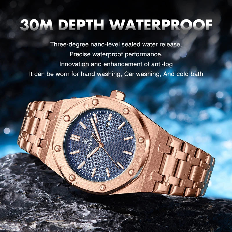 Customized Watch PAAZOMU Business Man Wristwatch Waterproof Luminous Date Men Watch Stainless Steel Quartz Watches for Men Reloj