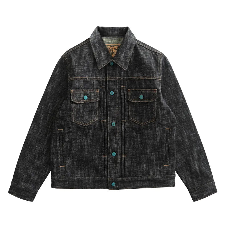 Chaqueta de mezclilla para hombre Sauce Zhan, 20 oz, mezclilla orillada de alto gramaje, hilo flameado, teñido doble, edición Año de la Serpiente, corte holgado