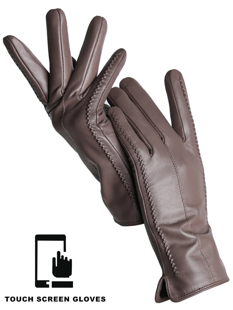 Damen-Lammfellhandschuhe Winter Warm mit Plüschfutter