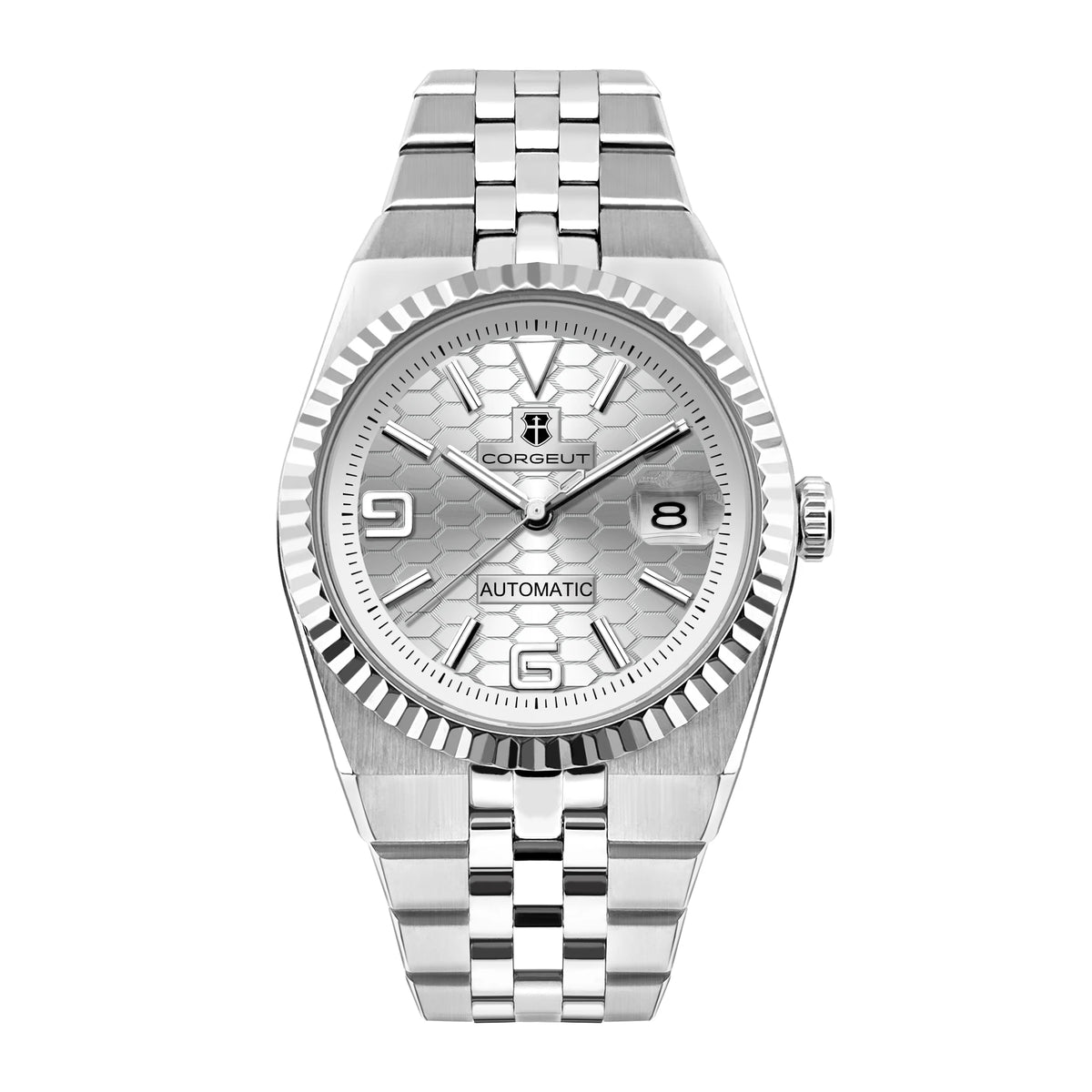 CORGEUT NH35A 8215 Automatic Watch Men Ice Blue Honeycomb Dial Sapphire Glass 100M Waterproof Luminous 316L Steel Wristwatch