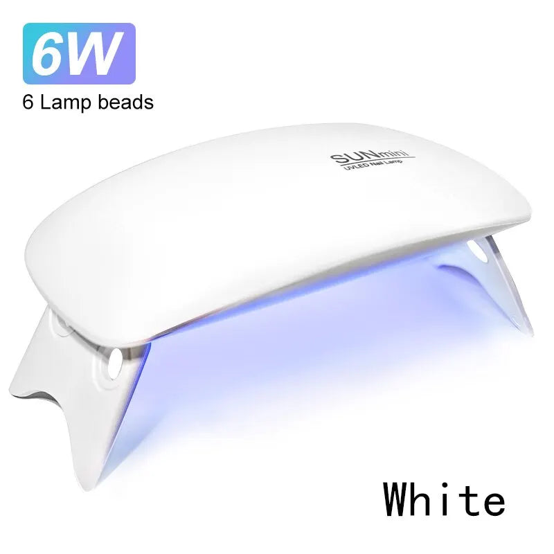 6W Mini Nail Dryer Machine Portable 6 LED UV Manicure Lamp Home Use Nail Lamp for Drying Polish Varnish With USB Cable