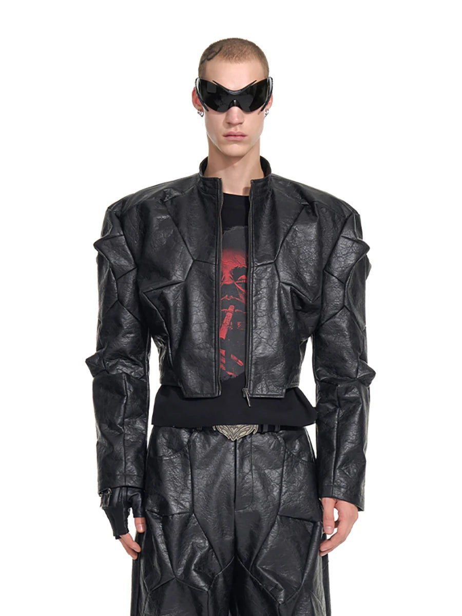 Chaqueta de piel sintética Mauroicardi para hombre, estilo punk, de diseñador de lujo, corta, deconstruida, ideal para primavera y otoño, estilo urbano.