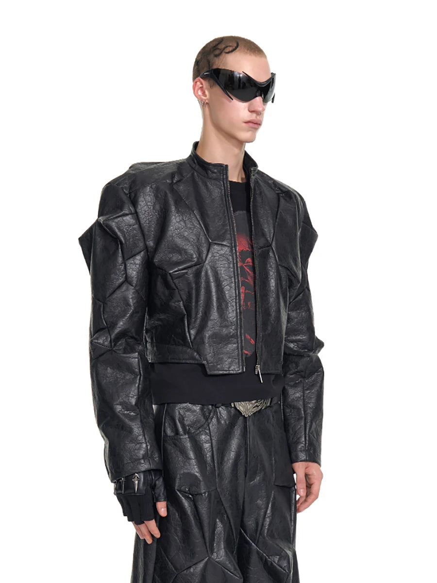 Chaqueta de piel sintética Mauroicardi para hombre, estilo punk, de diseñador de lujo, corta, deconstruida, ideal para primavera y otoño, estilo urbano.