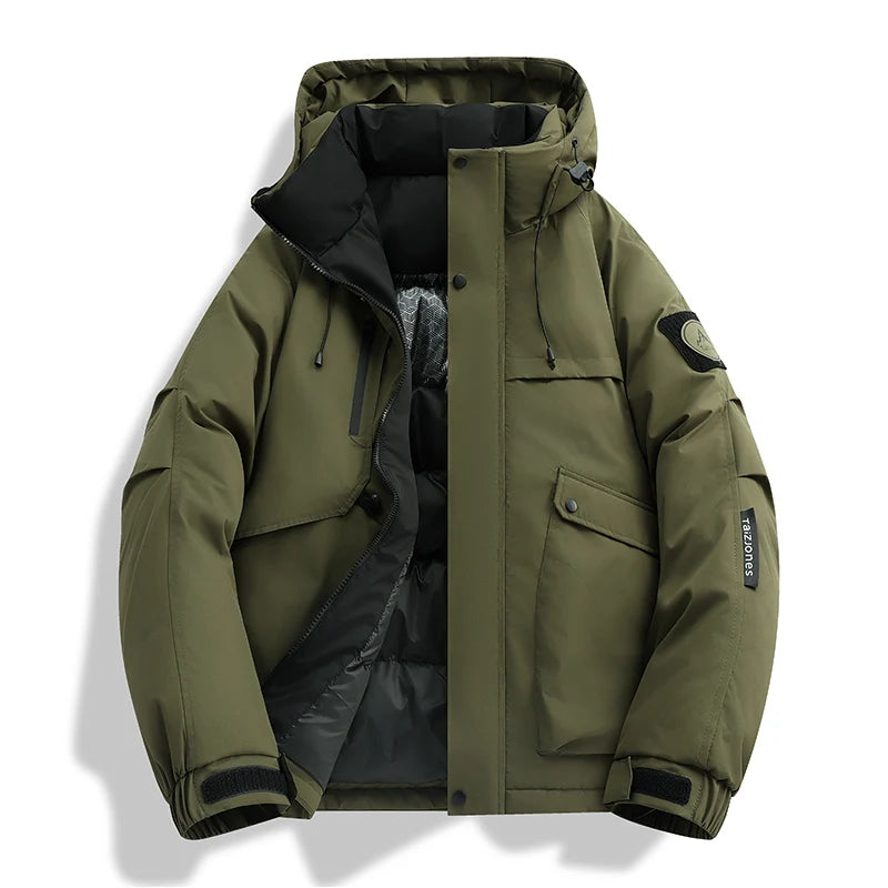 Men's Slim Fit Hooded Cotton and Polyester Winter Parka Jacket