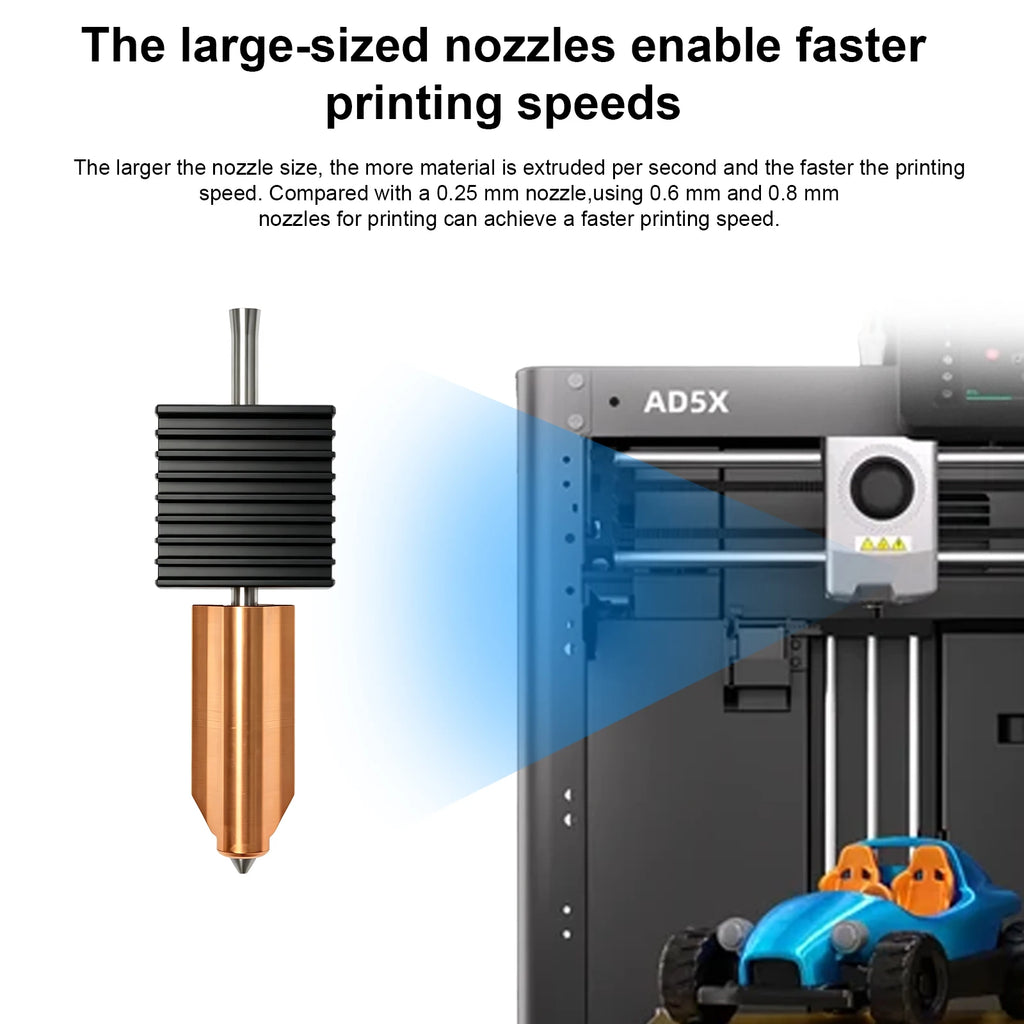 Upgraded Hotend Kit For Flashforge AD5X 0.25/0.4/0.6/0.8mm One-Piece Bimetal Nozzle Hot End Kit For AD5X 3D Printer Accessories