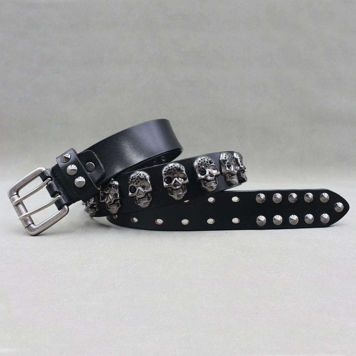 Cinturón de cuero genuino estilo punk heavy metal, cinturones de hip hop para hombre con remaches de cruz, cinturón para vaqueros, correa masculina, cinturón de diseñador para hombre