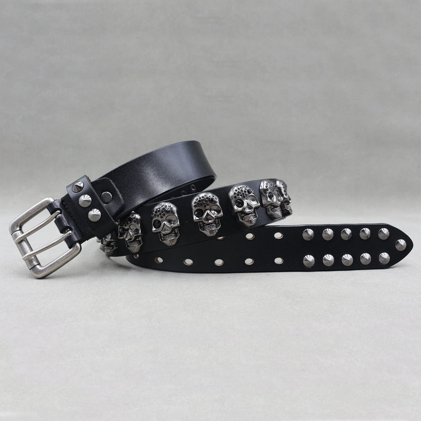 Heavy Metal Punk Belt Genuine Leather Hip Hop Belts for Men Cross Rivet Jeans Belt Male Strap Ceinture Homme Designer Belt