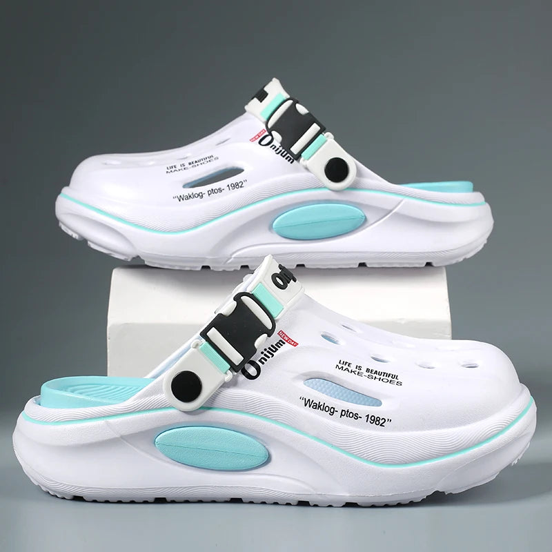 Nuevos zuecos clásicos de verano para hombre, pantuflas transpirables de jardín, zapatos de EVA para exteriores, sandalias de playa cómodas, chanclas antideslizantes para el hogar